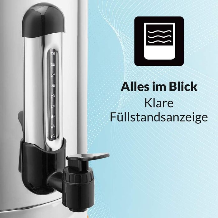 MONZANA® Glühwein Warmer 6.8L with Tap, Drip Tray, Thermostat (30-110°C), Hot Beverage Dispenser, Stainless Steel, Canning Pot, Punch Warmer, Hot Beverage Machine (8.8 L)