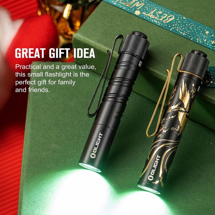 OLIGHT I3T 2 Mini Flashlight, 200 Lumens Compact Bright Light with Dual-Sided Pocket Clip, 2 Light Modes AAA Battery Lamp with Tail Cap Switch for Camping, Outdoor Activities, and Hiking