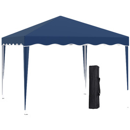 Outsunny Folding Gazebo 3x3m Garden Gazebo Foldable Party Tent Adjustable Height with Carrying Bag UV Protection Made of Steel and Oxford Blue