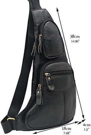 Чорна сумка через плече Sport Nylon для чоловіків та жінок: кросбоді, фанша, нагрудна, для подорожей, школи, бізнесу, ноутбука, велосипеда, туризму, кемпінгу, рюкзак-день, чорна (#02schwarz)