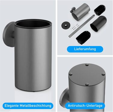 Набір для чищення унітазу з нержавіючої сталі 304, комплект з 2 насадками (круглі сірі)