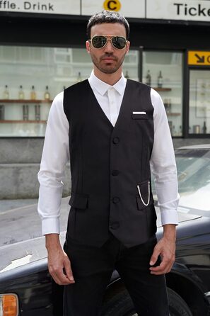 Чоловіча жилетка Miaikvs M117 чорного кольору, без рукавів, V-подібний виріз, для весілля, ділових зустрічей та повсякденного стилю