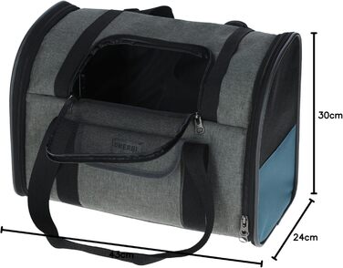 Рюкзак для собак Kerbl Pet Hunderucksack Vacation, сірий, блакитний, 43x24x30 см, Оксфорд, для маленьких собак та котів, міцний, стійкий до бруду