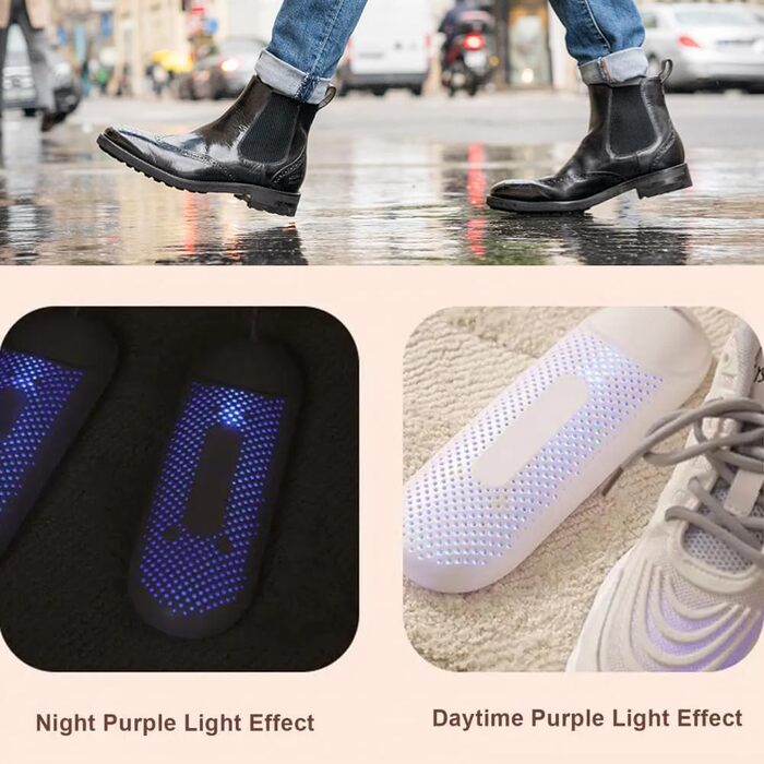 Електричний сушар для взуття USB з УФ-лампою, антибактеріальний, для взуття, рукавичок, шкарпеток, лижних черевиків (білий/фіолетовий)