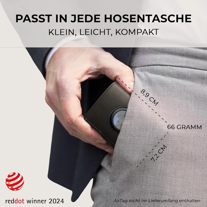 Чоловічий шкіряний гаманець PURISTO KLIK Classic Slim з відділенням для монет та RFID-захистом - компактний картхолдер для 10-14 карток (Чорний, AirTag XL)