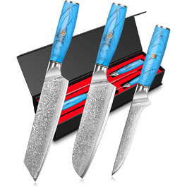 Ніж Kiritsuke Kochmesser з дамаської сталі Home Safety, 18.8 см, 67 шарів VG-10, ергономічна ручка, подарункова коробка