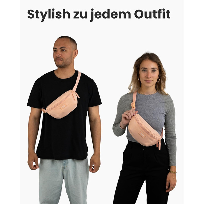 Сумка на пояс LARKSON для жінок та чоловіків м'ятного кольору - Finn. Стильна поясна сумка для спорту, активного відпочинку, міста, фестивалів. Сумка через тіло з ремінцем, водонепроникна (персиковий)