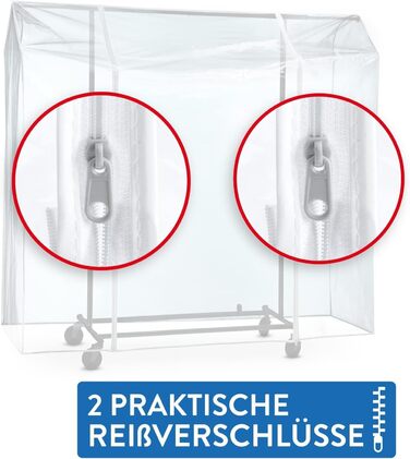 Tatkraft BIG Garment Rack Cover, Clothes Rack Cover, Plastic, Transparent, 2 Zippers, Extra Wide, cm (L120)