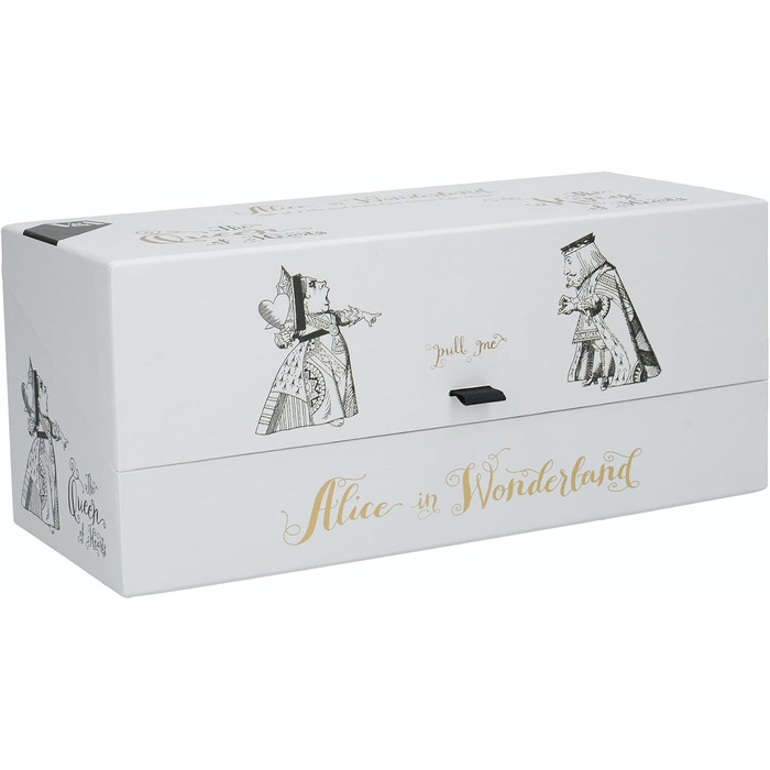 V&A Alice in Wonderland Mug Set in Gift Box, King and Queen of Hearts, Fine Porcelain, 350 ml, 2 Pieces, White/Black/Gold C00047