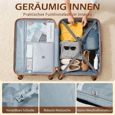 Валіза COOLIFE з жорстким корпусом, тріскачка, валіза для подорожей з TSA-замком та 4 колесами (Зелений, Набір валіз)