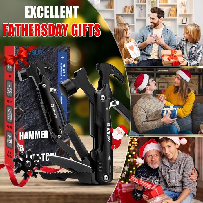 Мультитул BIBURY 12-в-1 для чоловіків: інструмент для кемпінгу, виживання, подорожей та дому