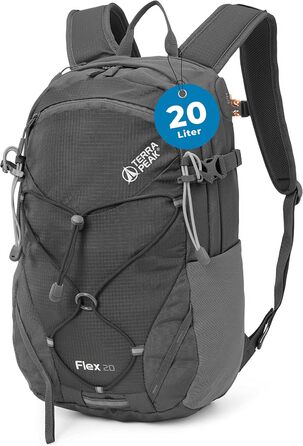 20L Flex 20 Premium Wanderrucksack (small) with back ventilation, hydration system & rain cover - Trekking backpack made of breathable 3D Air Mesh Polyester - Outdoor daypack with hip belt (Gray)