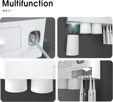 I have a bathroom toothbrush holder, 3-cup toothbrush holder with toothpaste dispenser, bathroom accessories with large storage space, cosmetic drawer, white