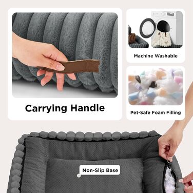 BEDSURE Лежанка для собак великих порід - ортопедична лежанка для собак 91x68x20 см з м'яким флісовим покриттям, ковзаюча лежанка з високим бортиком сірого кольору L 91 x W 68 x H 20 см