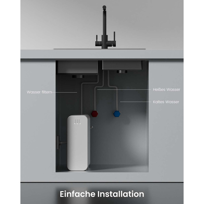 Кран кухонний APPASO 3-в-1 чорного кольору, з трьома виходами, для фільтрації води, поворотний на 360°, з двома важелями, з нержавіючої сталі