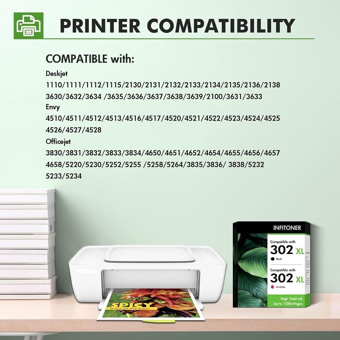 Комплект картриджів HP 302XL (чорний та кольоровий) для принтерів HP DeskJet 4520, 4525 — посилена ємність XL