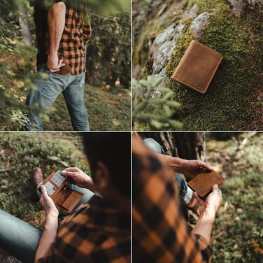 Baur Men's Wallet | Genuine Buffalo Leather | Wallet with RFID Protection | Tall/Vertical Wallet | Money Bag with Coin Pocket | Wallet with Many Card Slots (Tall/Vertical with Snap Button Inside)