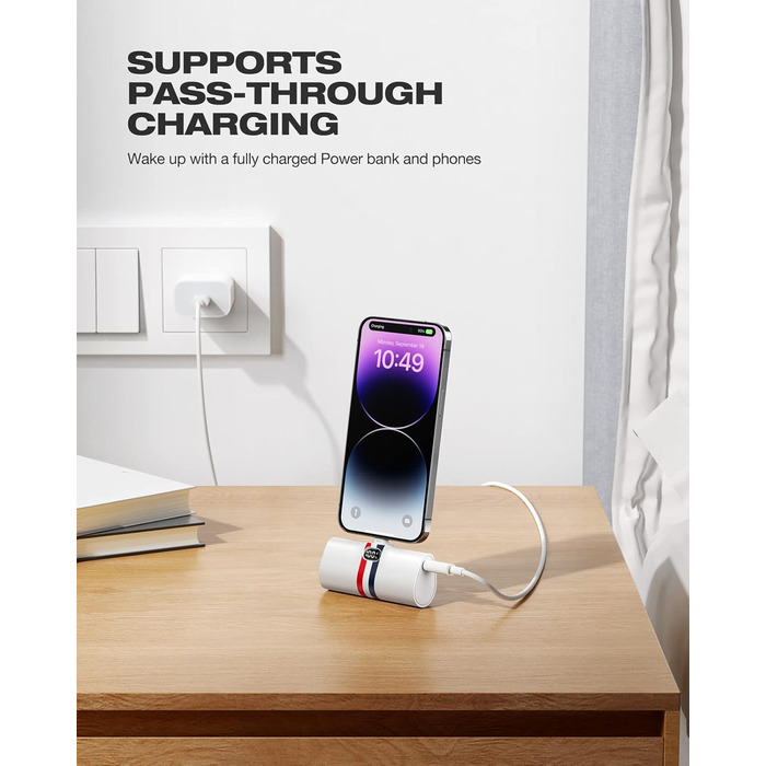 Power Bank VIYISI 5000mAh 20W з бездротовою зарядкою та LED-дисплеєм, сумісний з iPhone 14/12/11/X/8 та ін. (Білий)