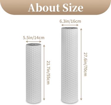 Large Floor Vase: 70/55 cm Tall Floor Vase Set of 2 Metal Floor Vase for Living Room Modern Honeycomb Floor Vase Large Vases for Floor for Dining Room Bedroom Corner Hall Office (White)