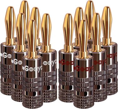 Бананові конектори 24K позолота для акустичних систем - (6 пар / 12 шт.)