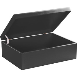 Large Wooden Box with Lid - All-Purpose Wooden Box - Storage Box | Toy Chest - Gift Packaging | Decorative Box for Crafts FSC® (approx. 40 x 30 x 14 cm | L, Black)