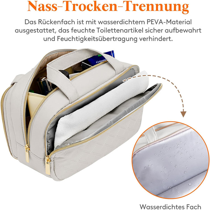 Валіза-органайзер для косметики Lifewit 5L, сірий, водовідштовхувальний, з відділенням для мокрого одягу