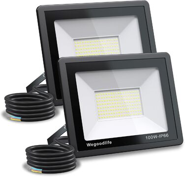 2 Pack 100W LED Flood Lights Outdoor, Super Bright 8140LM Wall Light, 3000K Warm White Outdoor Spotlights, IP66 Waterproof Floodlights, Spotlights for Backyard Driveway Doors Garage Path Garden