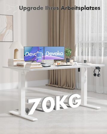 Електричний стіл Devoko, регульована висота, 120 x 60 см, білий, з функцією пам'яті