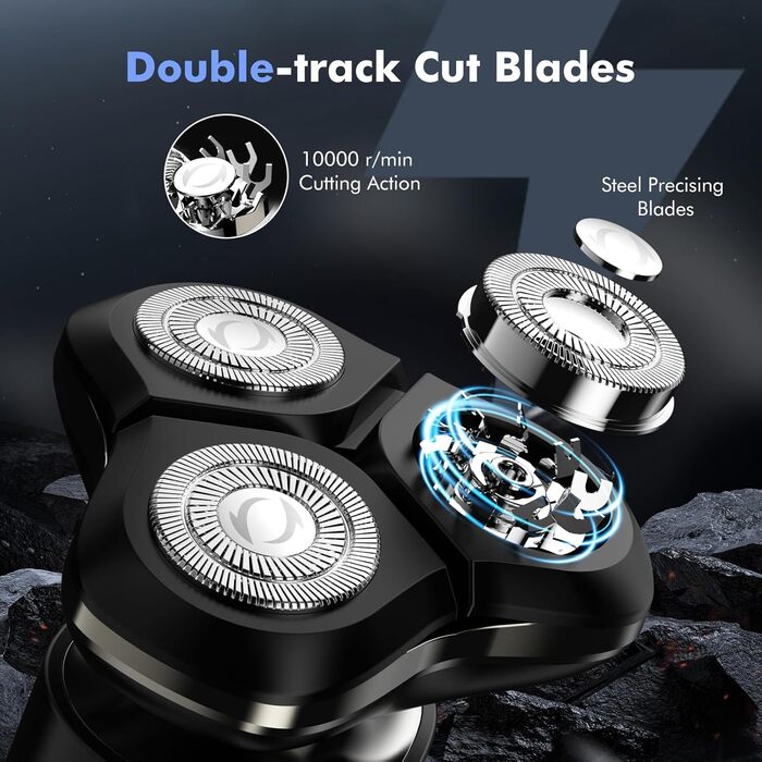 Електричний голкостружка Etrobot Glatzen для чоловіків, для голення голови, вологостійкий, з LED-дисплеєм, USB-C, MOJO 1 Wireless (3D)