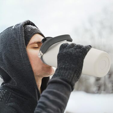 Термокружка-термос Riley Joy 1л з нержавіючої сталі з трубочкою та ручкою - для напоїв на винос, миється в посудомийній машині, не протікає, білий