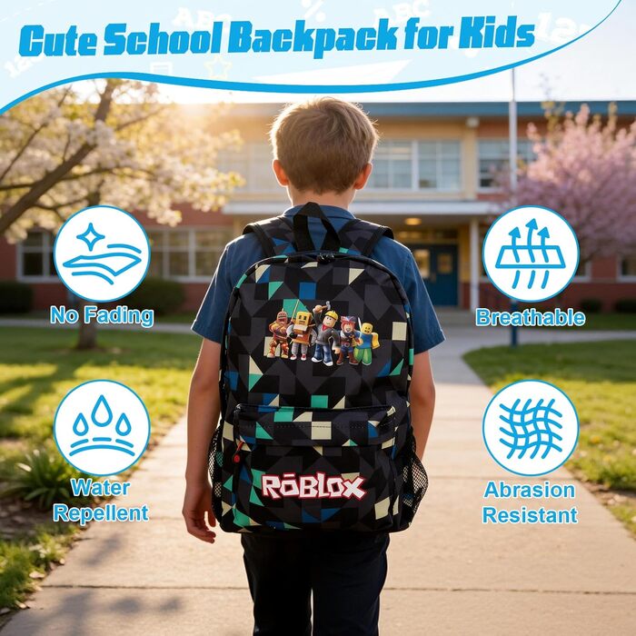 Дитячий рюкзак Yumcute Ro-blx: велика місткість, рюкзак для школи, для хлопчика 10 років, з принтом, мультфільм, аніме, для подорожей