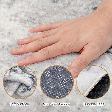 Килим для вітальні, спальні, їдальні: ковзний, м'який, коротковорсовий, абстрактний сірий килим (160 x 200 см)