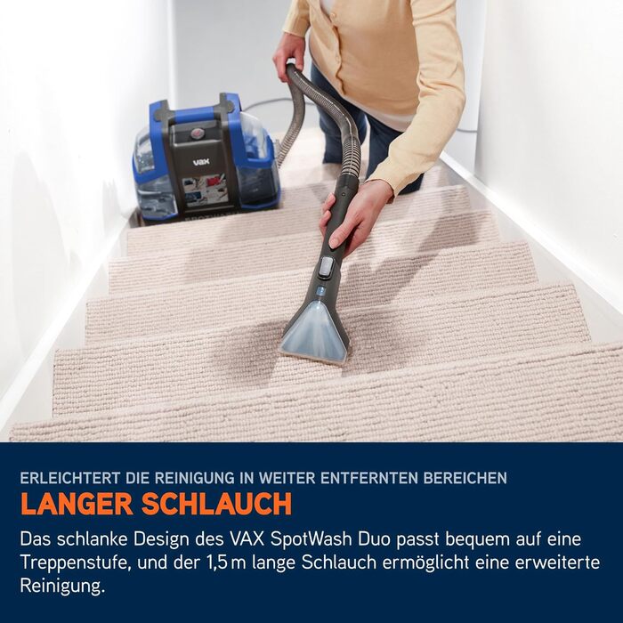 Портативний відпарювач для килимів та м'яких меблів Vax SpotWash Duo з насадкою для тварин, аксесуари для щоденного прибирання, насадки для різних поверхонь та розчин Spotwash Duo EU