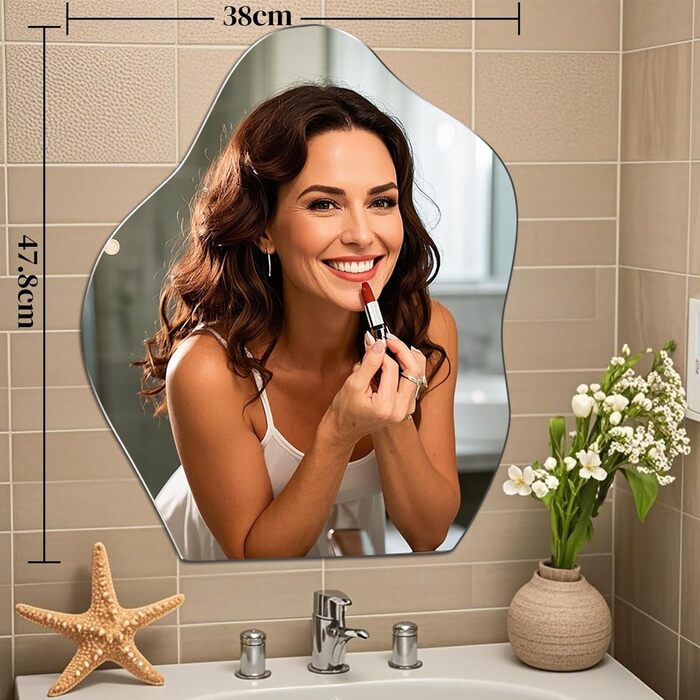 Дзеркало на клейкій основі Spiegel 35x35 - набір дзеркальних плиток для стін, самоклеючі дзеркала, набір для дому, кухні, ванної кімнати, спальні (38x47.8cm)