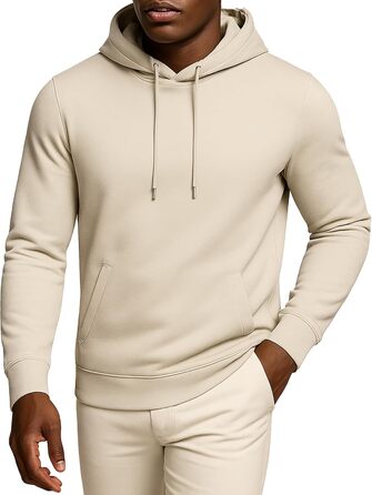 Худі Leif Nelson Slim Fit для чоловіків: стильний капюшонний світшот з довгим рукавом, бежевий (M)