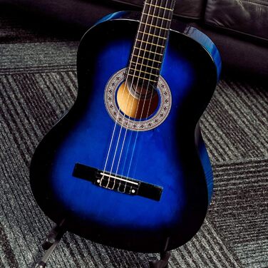 Класична гітара 3rd Avenue 4/4-Klassikgitarre з нейлоновими струнами, повний розмір, початковий набір – блакитний Blueburst