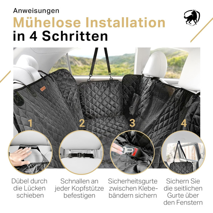 Захист для автосидіння для собак PETPROVED: водонепроникний, з аксесуарами. Захист заднього сидіння авто, автодеки для собак