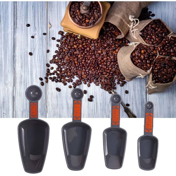 CMBSSTBB 4-Piece/Set Double-Head Measuring Spoons Measuring Cups with Scale 1/4 Cup to 1 Cup PP Scoop Teaspoon Kitchen Measuring Tool