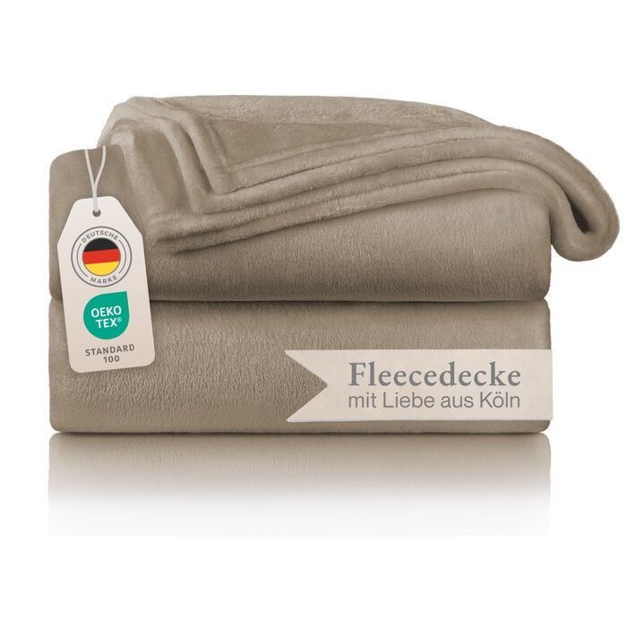 Пухка ковдра Blumtal Kuscheldecke: сертифікована Oeko-TEX флісова ковдра 150x200 см для дому та відпочинку. Ковдра для дивану, вітальні, тепла та затишку. Розмір 270x230 см, колір тауп.