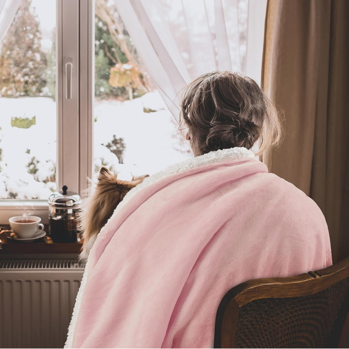 Плед Utopia Bedding з Sherpa: теплий, м'який, двосторонній, 200x150 см, рожевий