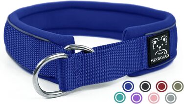 Нашийник для собак з неопрену, 4 см, світловідбиваючий, з нейлону, з зупинячем, зручний, для дресирування, анти-тяга, L, (Темно-синій, обхват шиї 45-56 см)