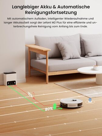 Робот-пилосос LEFANT M2Plus з функцією миття, 6000Pa, LiDAR-навігація, самоочищення, для видалення шерсті тварин, білий