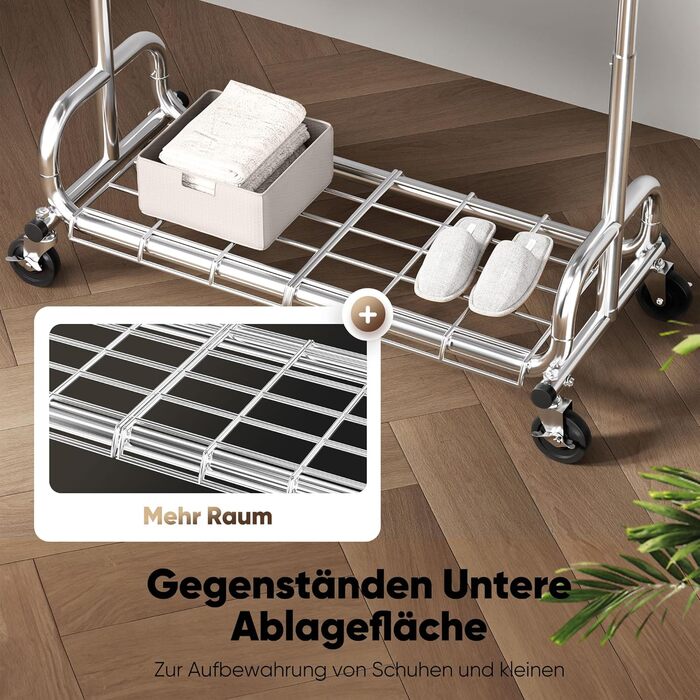 Вішалка для одягу HOKEEPER на колесах, вантажопідйомність 204 кг, висувна штанга для одягу S005