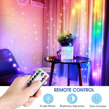 Льодогенератор 3Mx3M з 300 LED, USB, 8 режимів, пульт, таймер, вологостійкий, для дому, вечірки, свят (білий, ірис)