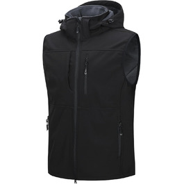 Чоловіча тепла жилетка Softshell з капюшоном, чорна XXL - водонепроникна, без рукавів