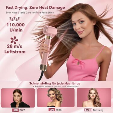 Airstyler 6-в-1: Фен, стайлер, локони, випрямлення. Рожевий колір.
