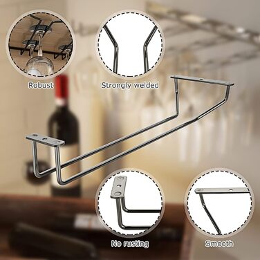 Підставка для келихів вина FWEEK (4 шт.) - рейлінг, кріплення для бару та кухні