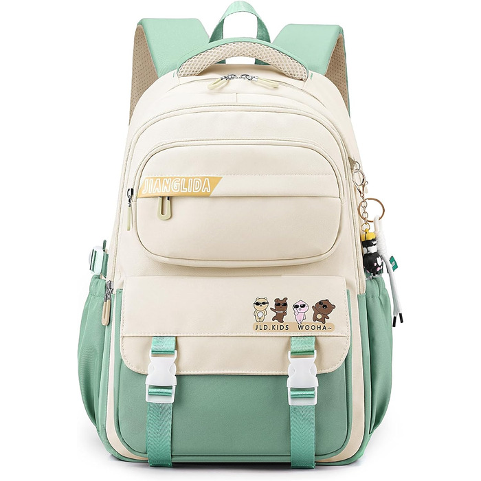 Шкільний рюкзак JANSBEN для хлопчиків та дівчаток-підлітків, водонепроникний, з відділенням для ноутбука, 30L, зелений