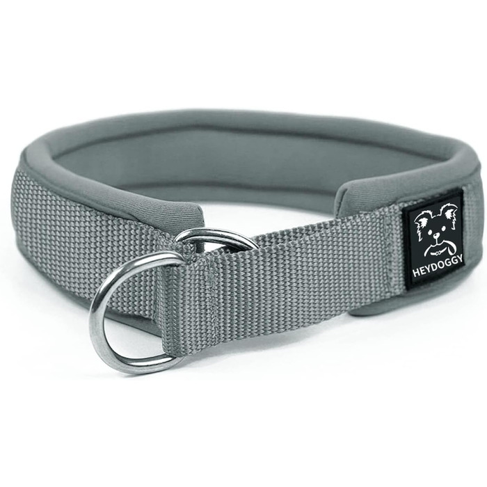 Нашийник для собак з неопрену (4см) з відбиваючими елементами, міцний нейлон, стопор, комфортний, для дресирування, проти ривка, для малих, середніх та великих собак, сірий, L (45-56см)