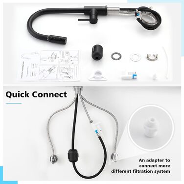 Кухонний змішувач CREA з висувною лійкою, 360° обертання, 3-х режимний, матовий чорний